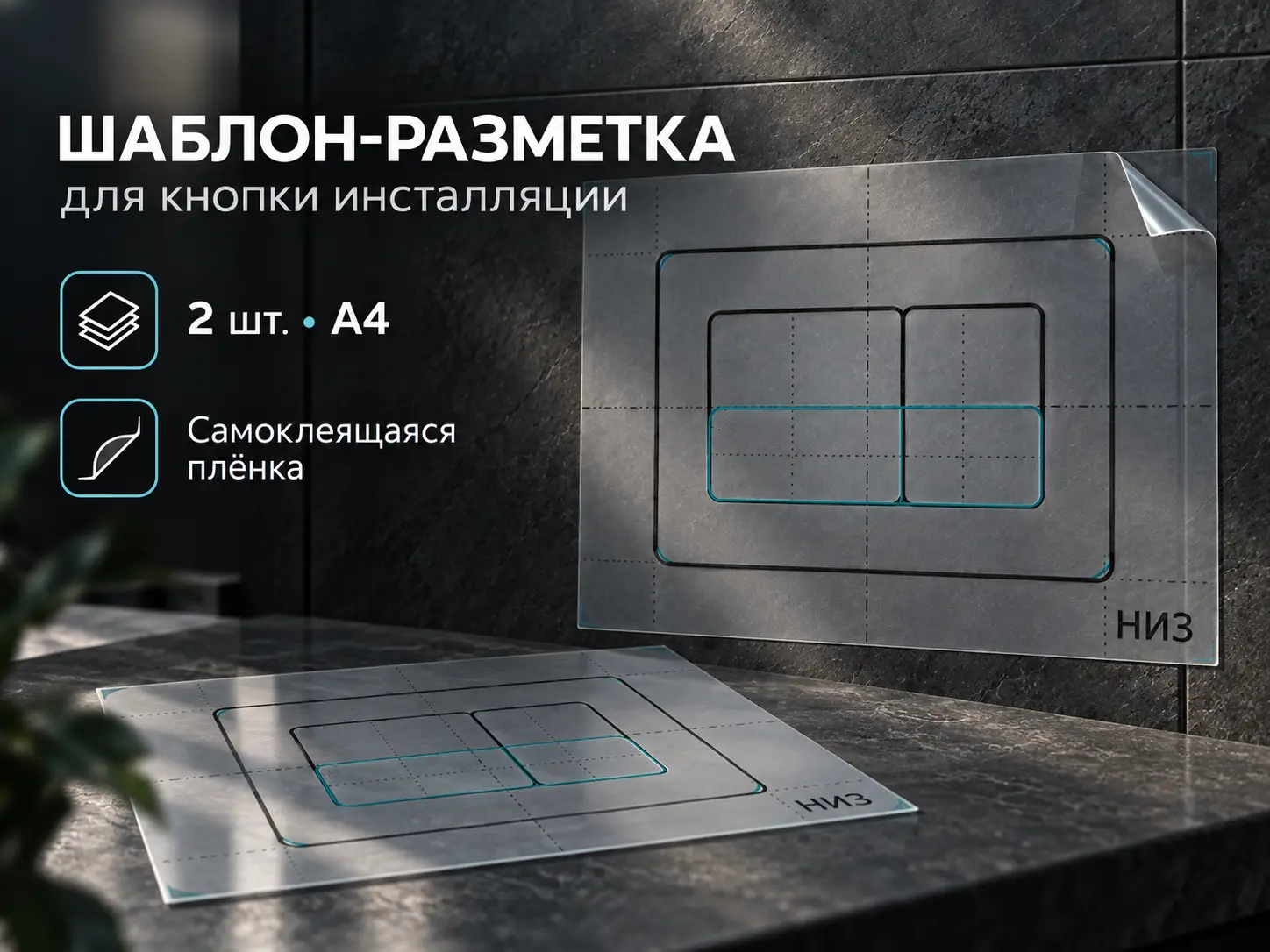 Самоклеящиеся шаблоны-разметки A4 для кнопки инсталляции